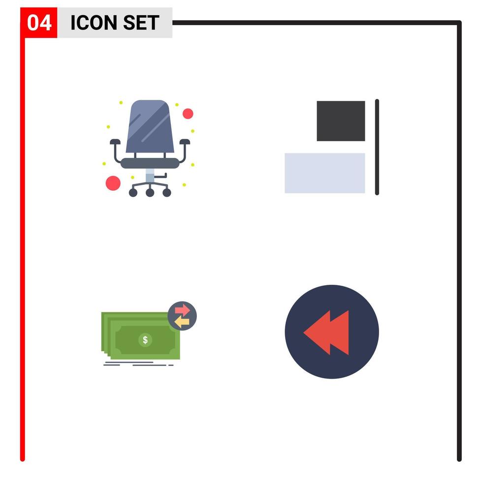 4 pack d'icônes plates d'interface utilisateur de signes et symboles modernes de dollars de chaise assis à droite des éléments de conception vectoriels modifiables d'argent vecteur