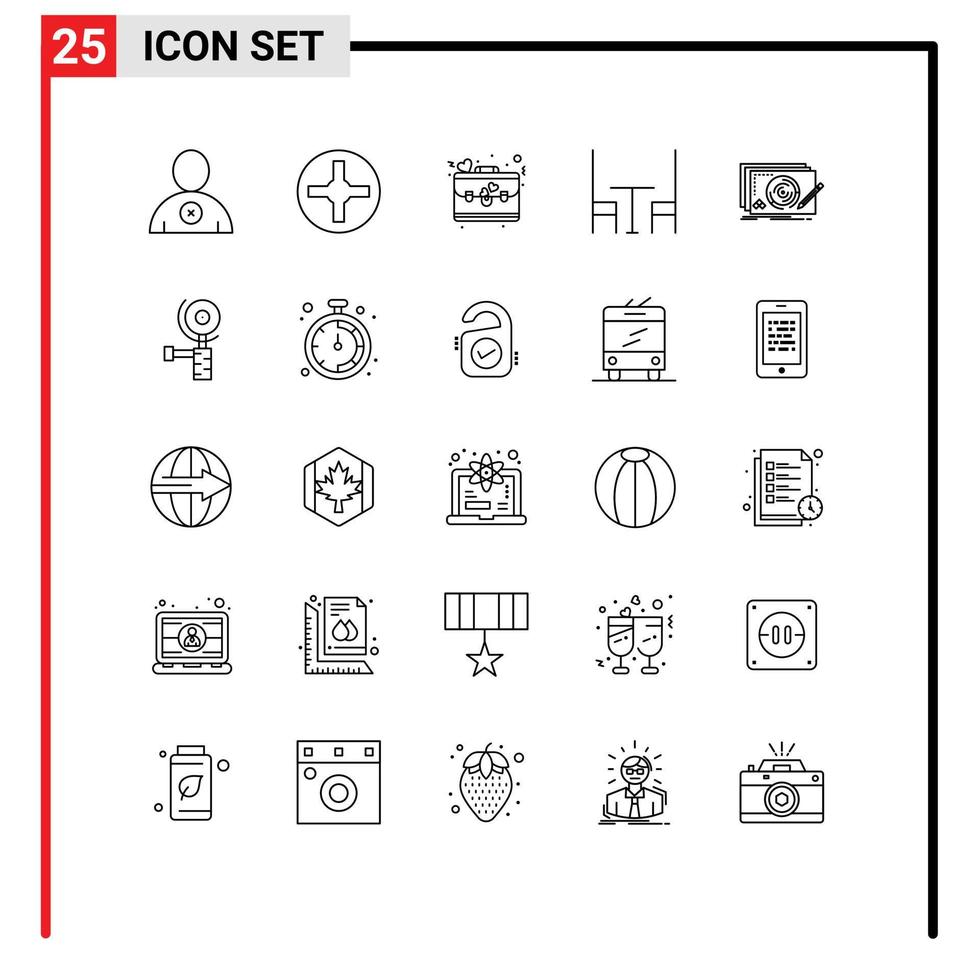 25 lignes vectorielles thématiques et symboles modifiables du jeu éléments de conception vectoriels modifiables de la table de conception du nouveau jour vecteur