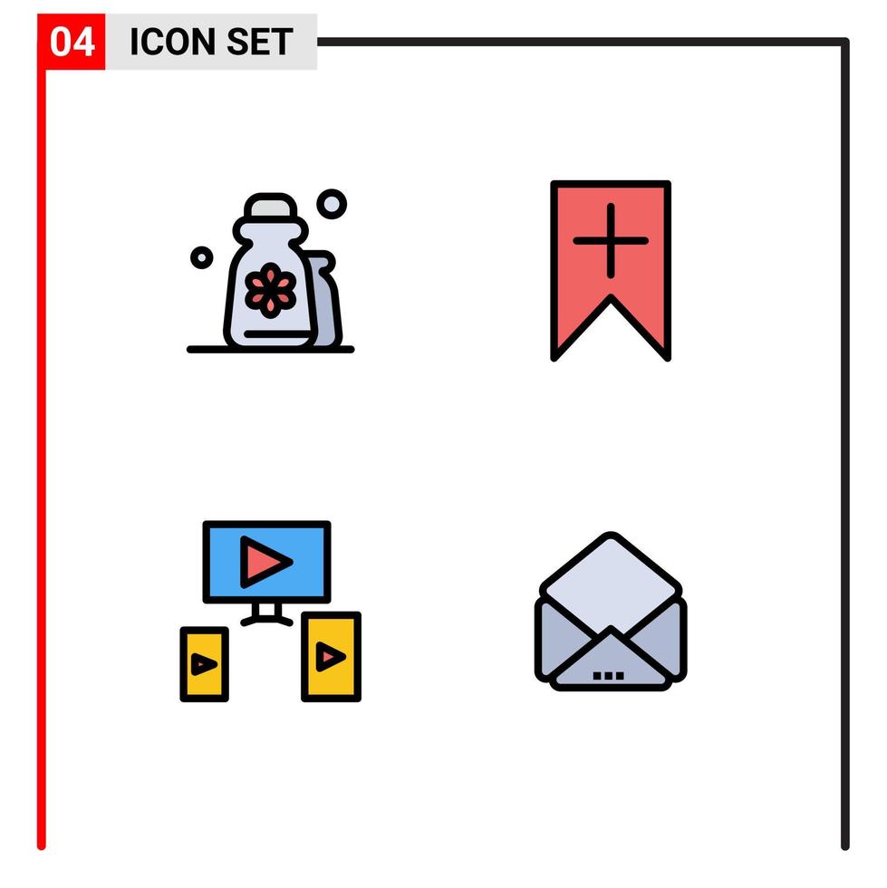 ensemble de 4 symboles d'icônes d'interface utilisateur modernes signes pour lotion informatique de beauté plus conception éléments de conception vectoriels modifiables vecteur