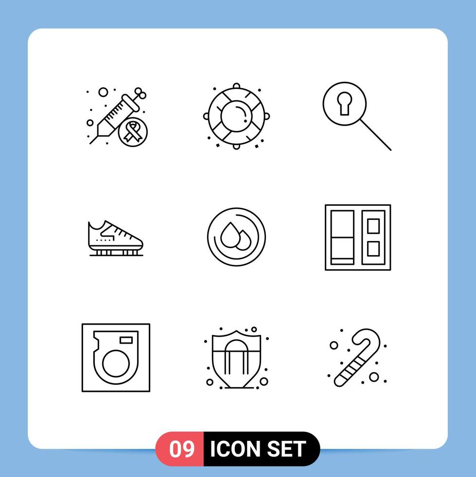 symboles d'icônes universels groupe de 9 contours modernes de patins à trou de serrure patins à glace éléments de conception vectoriels modifiables vecteur