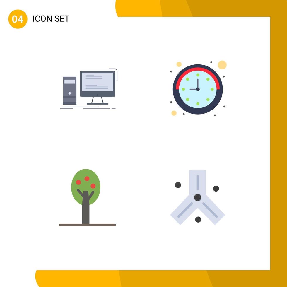 4 interface utilisateur pack d'icônes plates de signes et symboles modernes d'ordinateur été pc temps biologie éléments de conception vectoriels modifiables vecteur