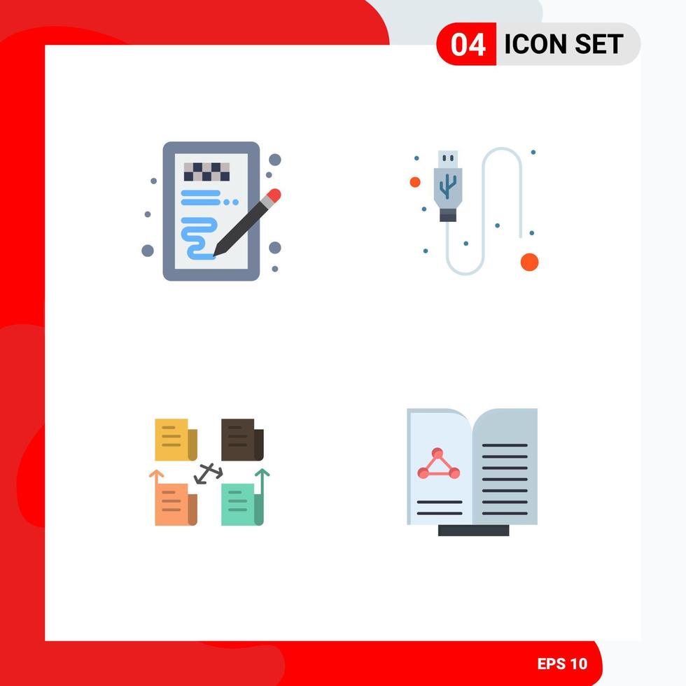 ensemble de 4 packs d'icônes plates commerciales pour les éléments de conception vectoriels modifiables du dossier de données d'idées d'échange créatif vecteur