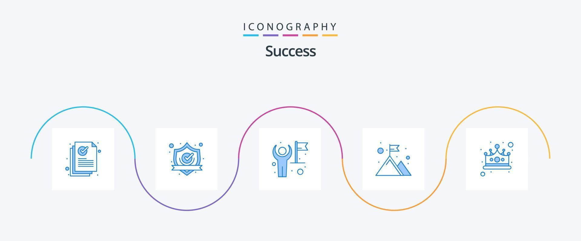 succès pack d'icônes bleues 5, y compris le haut. montagnes. bouclier. drapeau. utilisateur vecteur