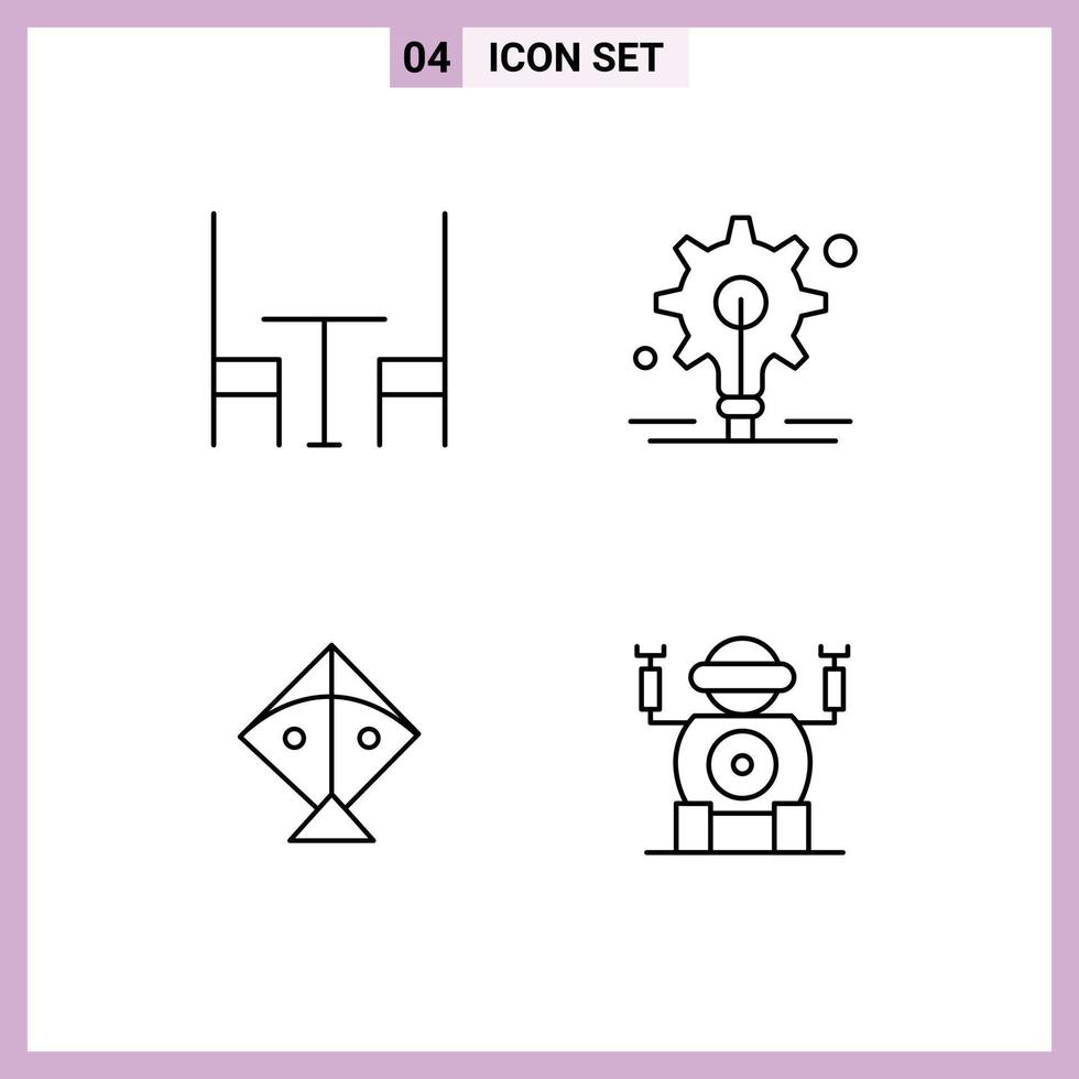 symboles d'icônes universels groupe de 4 couleurs plates modernes de robot à manger ampoule cerf-volant jouet éléments de conception vectoriels modifiables vecteur