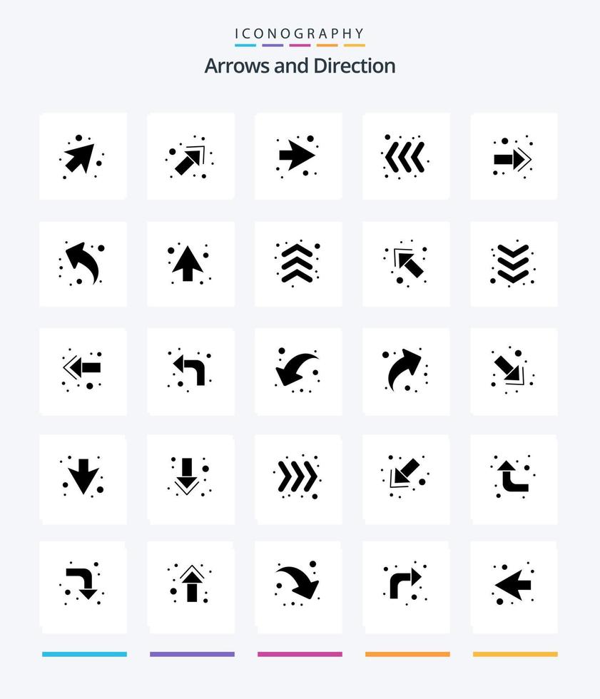 flèche créative pack d'icônes noir solide 25 glyphes telles que des flèches. gauche. gauche. en haut. flèche vecteur