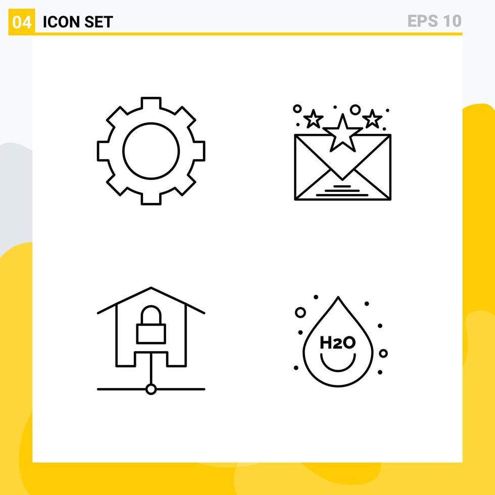 groupe de 4 couleurs plates modernes remplies pour les appareils kit technologie communication maison intelligente éléments de conception vectoriels modifiables vecteur