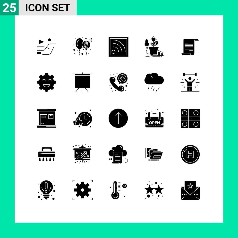 25 concept de glyphe solide pour les sites Web mobiles et applications grèce fichier signal croissance des bénéfices éléments de conception vectoriels modifiables vecteur