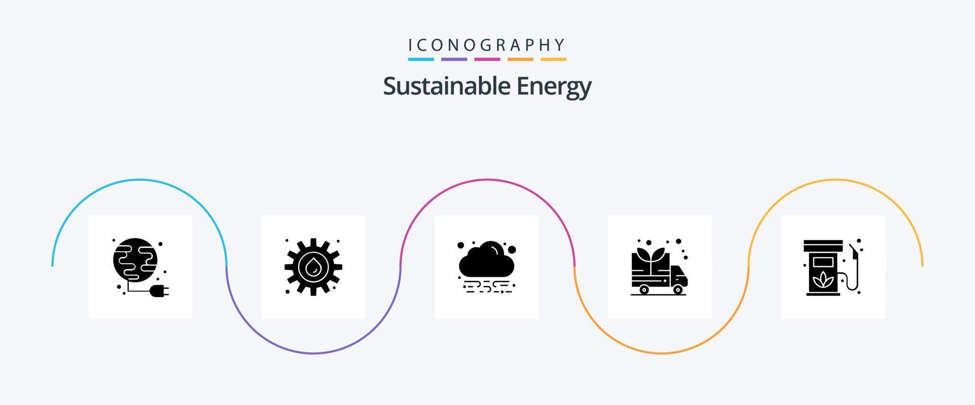 pack d'icônes de glyphe d'énergie durable 5, y compris le gaz. diesel. énergie. biodiesel. vert vecteur