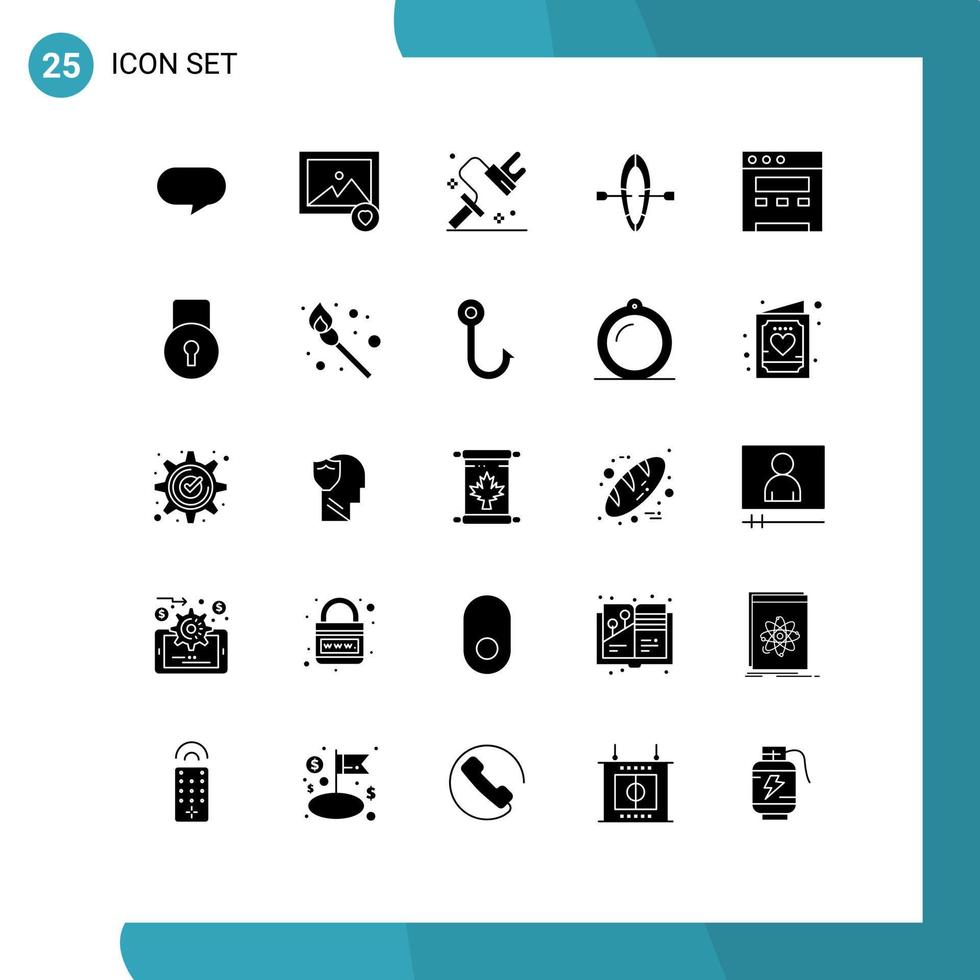 ensemble de 25 symboles d'icônes d'interface utilisateur modernes signes pour protéger les éléments de conception vectoriels modifiables de la plage du site Web du rouleau clé vecteur