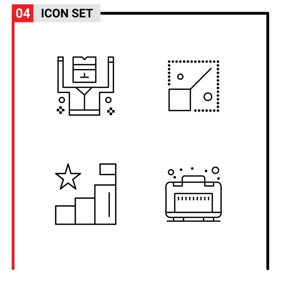 ensemble de 4 symboles d'icônes d'interface utilisateur modernes signes pour les postes de conception de sécurité d'analyse arrêtés éléments de conception vectoriels modifiables vecteur