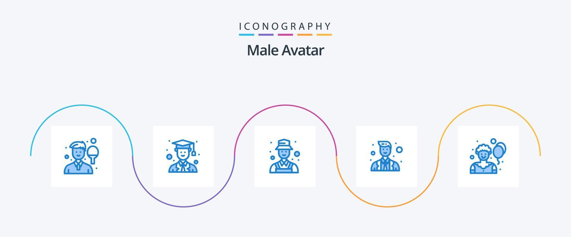pack d'icônes bleu avatar masculin 5, y compris le clown. police. avatar. officier. officier vecteur