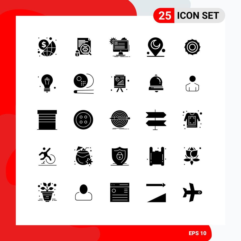 pack de 25 glyphes solides créatifs de lames compte religieux mise à jour musulmane éléments de conception vectoriels modifiables vecteur