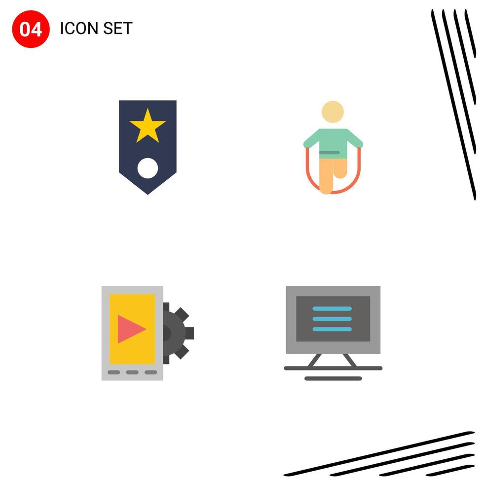 groupe de 4 signes et symboles d'icônes plates pour les éléments de conception vectoriels modifiables de conception de saut de rang de saut encerclé vecteur