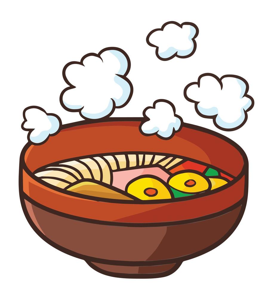 udon drôle et délicieux, un plat de nouilles traditionnel du japon vecteur