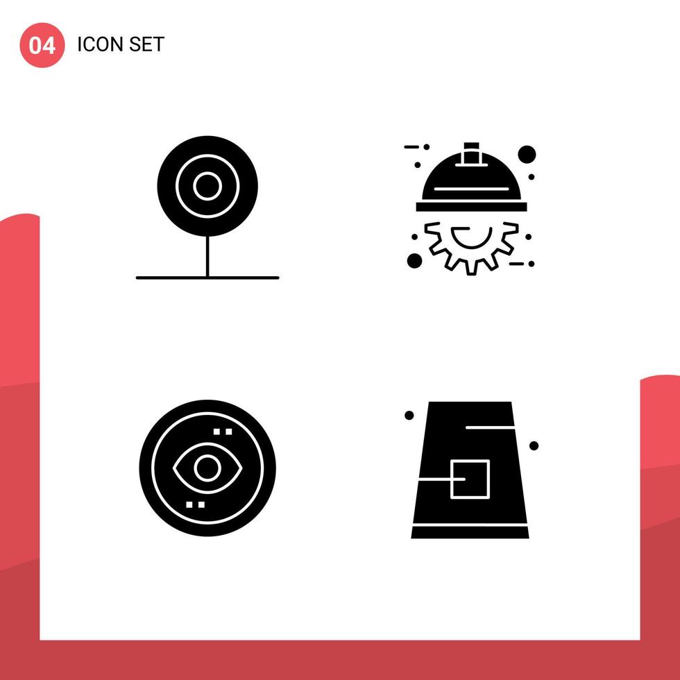 pack de glyphes solides de 4 symboles universels d'éléments de conception vectoriels modifiables d'interface d'ingénieur alimentaire de navigateur de bonbons vecteur
