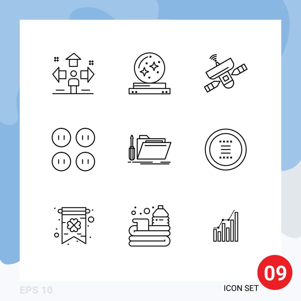 pack d'icônes vectorielles stock de 9 signes et symboles de ligne pour les boutons de vêtements radar de signal de magicien éléments de conception vectoriels modifiables vecteur