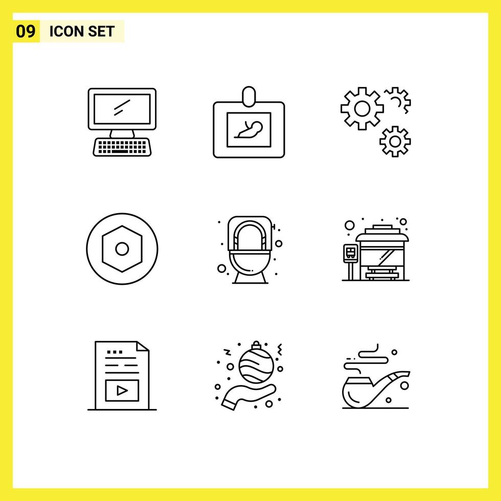 pack d'icônes vectorielles stock de 9 signes et symboles de ligne pour le service d'écrou à ultrasons à vis commode éléments de conception vectoriels modifiables vecteur