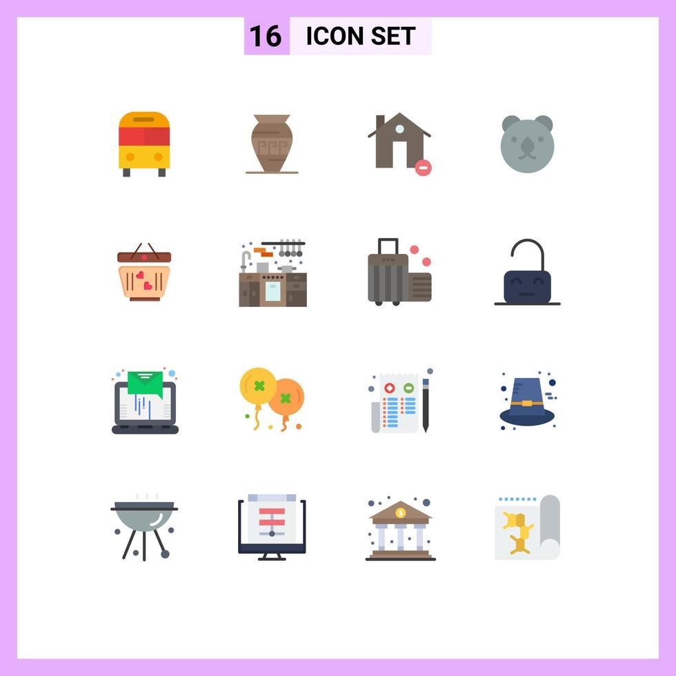 16 icônes créatives signes et symboles modernes du pot d'ours prédateur moins pack modifiable immobilier d'éléments de conception de vecteur créatif