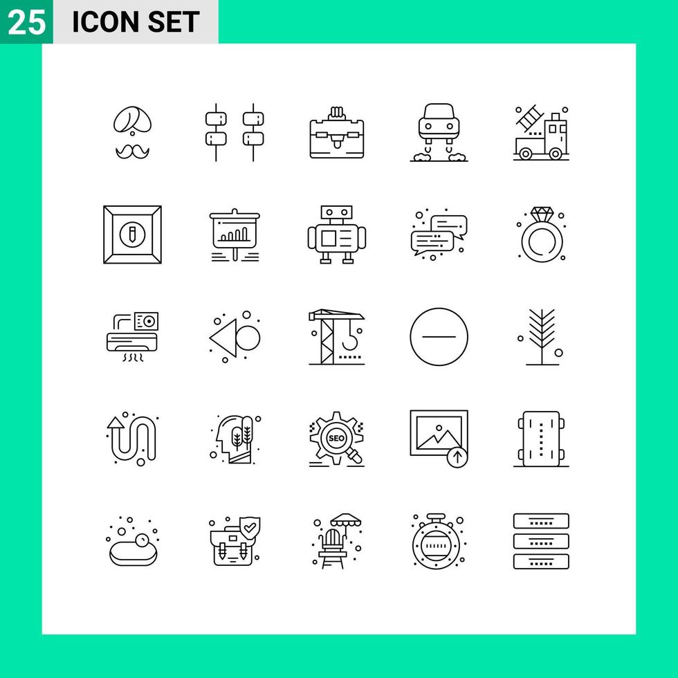 groupe de 25 lignes modernes définies pour le futur camion guimauve volant voyage éléments de conception vectoriels modifiables vecteur