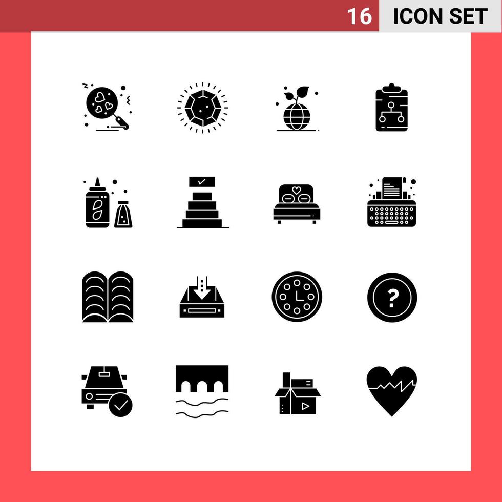 16 icônes créatives signes et symboles modernes du document éco papier eau connectent des éléments de conception vectoriels modifiables vecteur