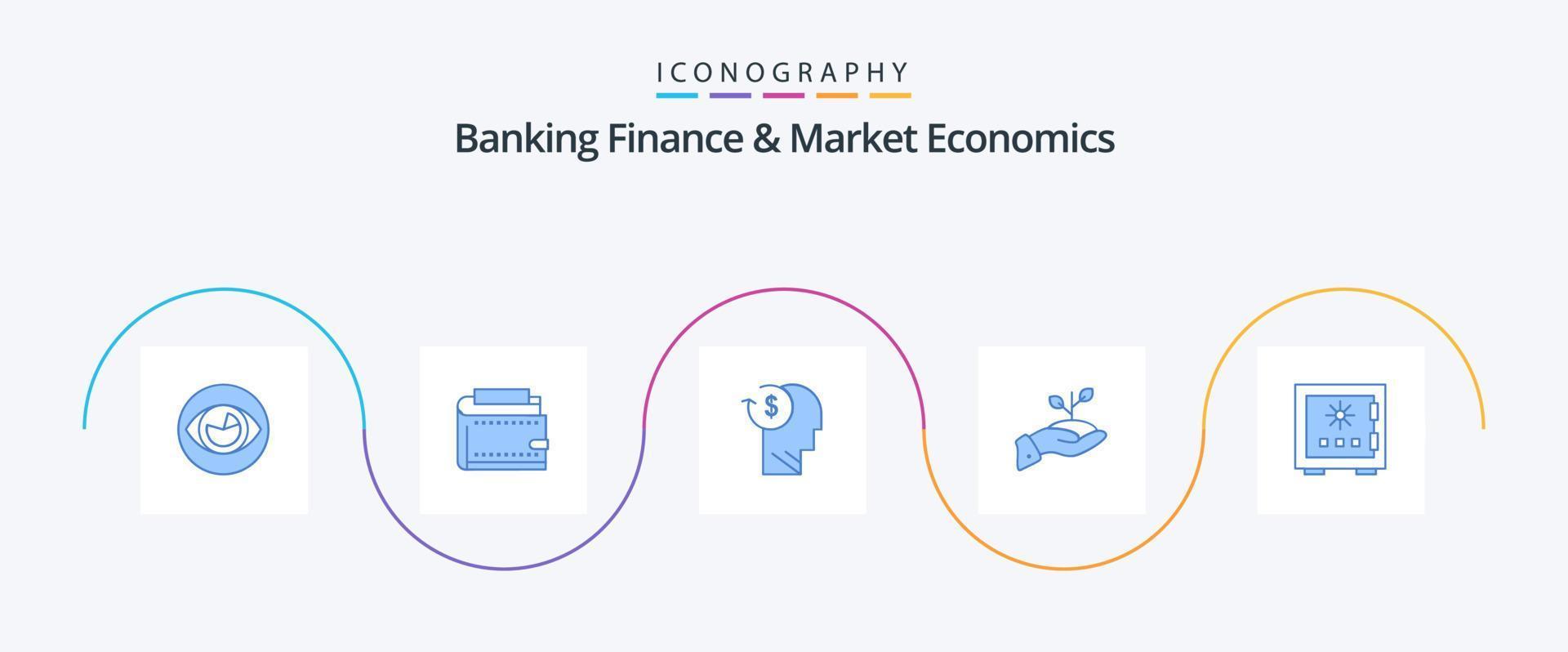 pack d'icônes bleu 5 de la finance bancaire et de l'économie de marché, y compris la croissance. profil. argent. employé. avatar vecteur