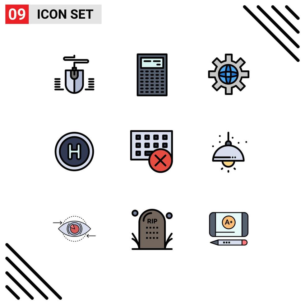 9 icônes créatives signes et symboles modernes de dispositifs matériels globe ordinateurs hôpital éléments de conception vectoriels modifiables vecteur