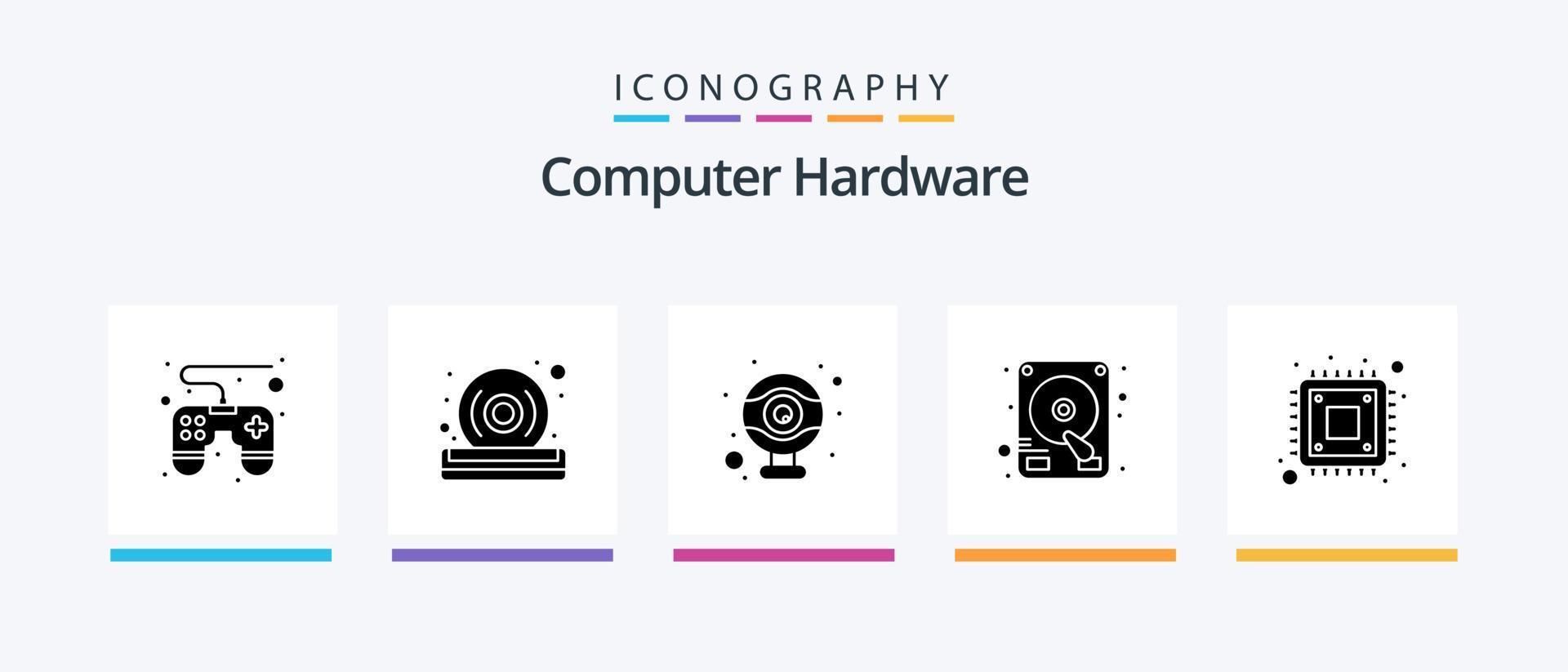 pack d'icônes glyphe 5 de matériel informatique comprenant. matériel. matériel. CPU. disque dur. conception d'icônes créatives vecteur