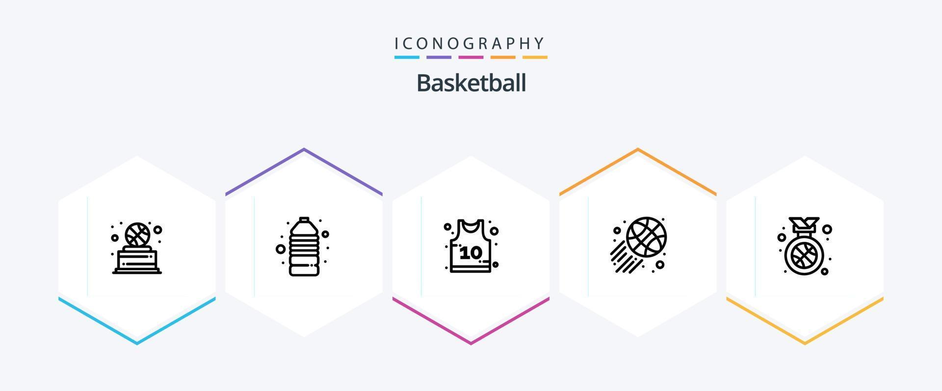 pack d'icônes de basket-ball 25 lignes, y compris la position. médaille. basket-ball. meilleur. des sports vecteur