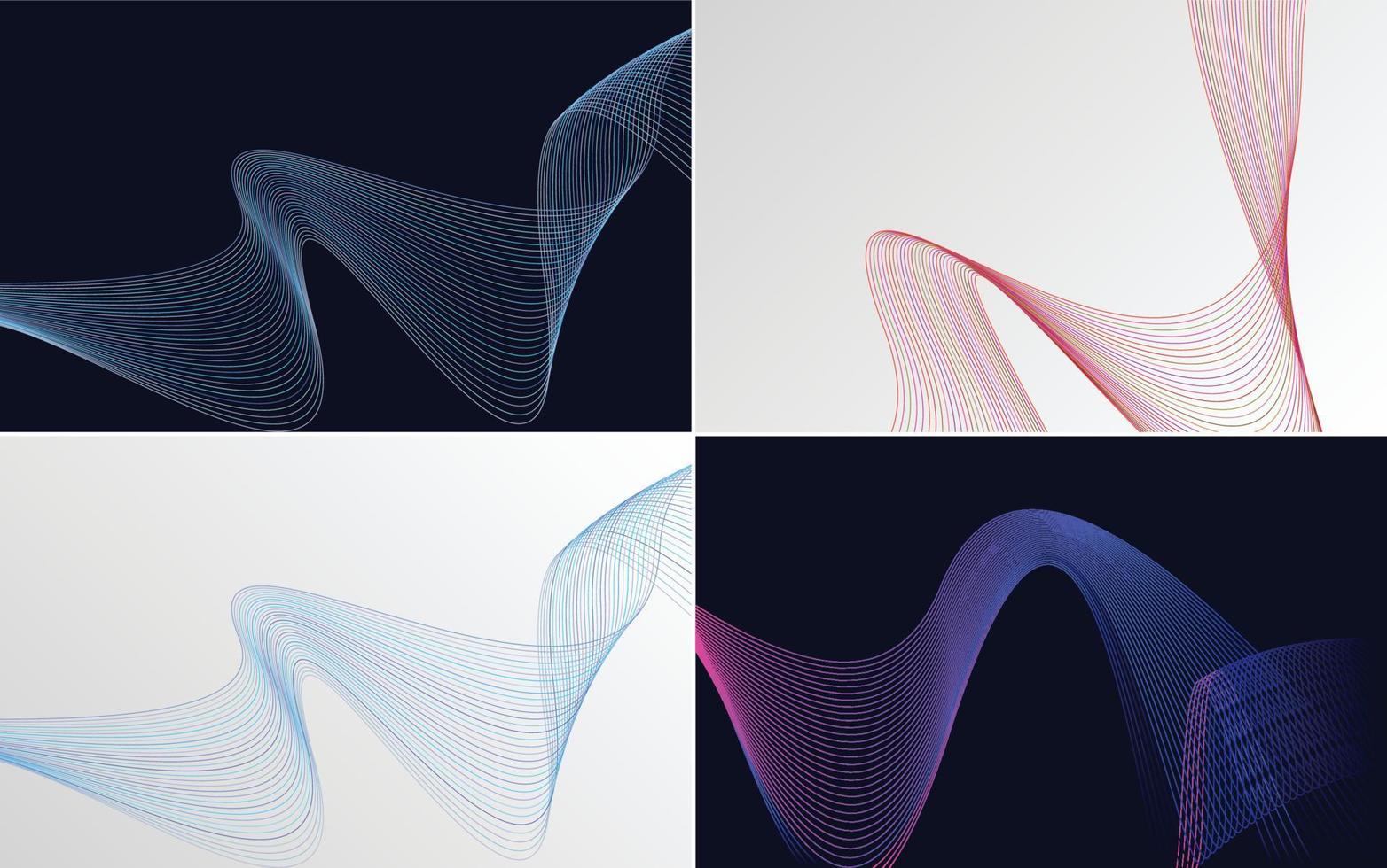 notre pack de 4 arrière-plans vectoriels comprend des motifs géométriques et ondulés vecteur