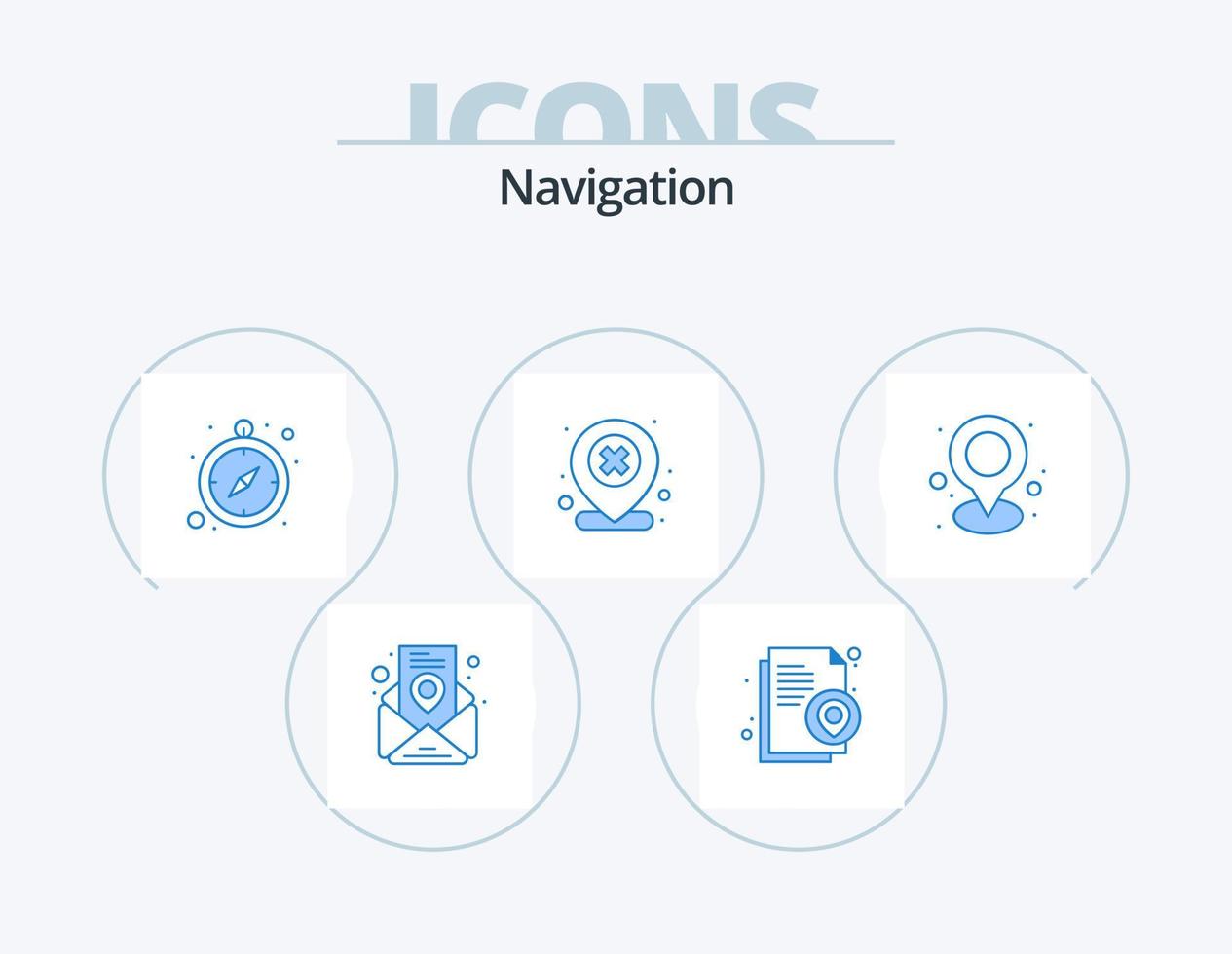 pack d'icônes bleues de navigation 5 conception d'icônes. broche. emplacement. boussole. croix. broche vecteur