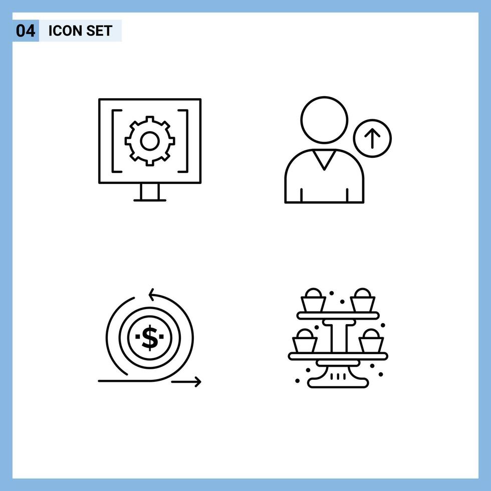 groupe de 4 couleurs plates modernes remplies pour le service d'investissement de contact sur des éléments de conception vectoriels modifiables vecteur