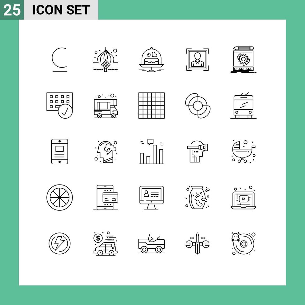 ensemble moderne de 25 lignes et symboles tels que le brouillon id eid user id love éléments de conception vectoriels modifiables vecteur