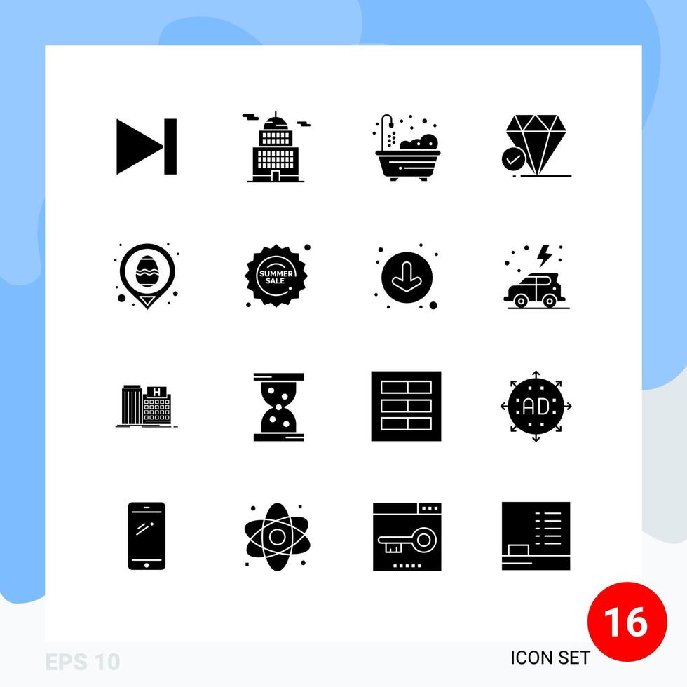 ensemble de 16 symboles d'icônes d'interface utilisateur modernes signes pour l'emplacement de pâques maison bijou de craie éléments de conception vectoriels modifiables vecteur