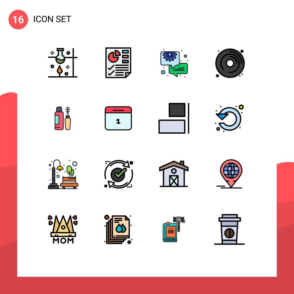 16 icônes créatives signes et symboles modernes de maskara passe-temps rapport dvd éléments de conception vectoriels créatifs modifiables vecteur