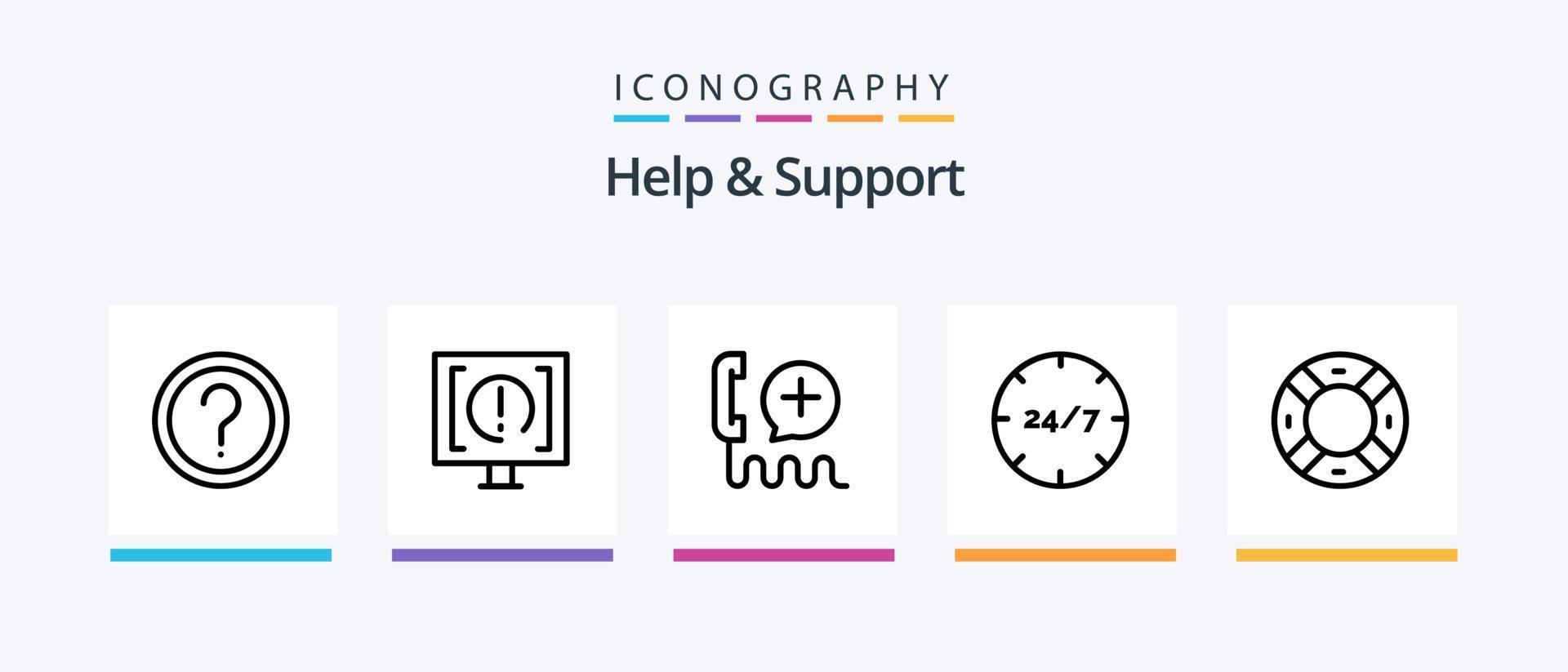 pack d'icônes d'aide et de support ligne 5, y compris des informations. aider. service. aider. centre. conception d'icônes créatives vecteur