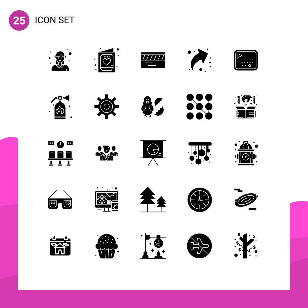 interface mobile glyphe solide ensemble de 25 pictogrammes de carte vers le haut invitation partager des éléments de conception vectoriels modifiables souterrains vecteur