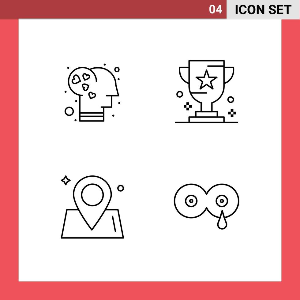 groupe de 4 signes et symboles de couleurs plates remplies pour l'emplacement du cerveau éléments de conception vectoriels modifiables vecteur