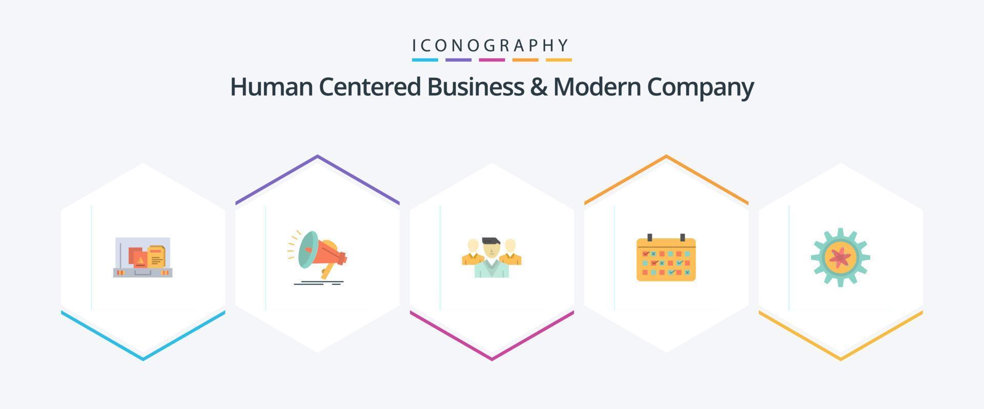 entreprise centrée sur l'homme et pack d'icônes plat de 25 entreprises modernes, y compris l'expérience. année. personnel. mois. calendrier vecteur