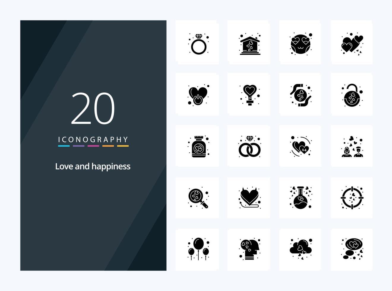 20 icône de glyphe solide d'amour pour la présentation vecteur