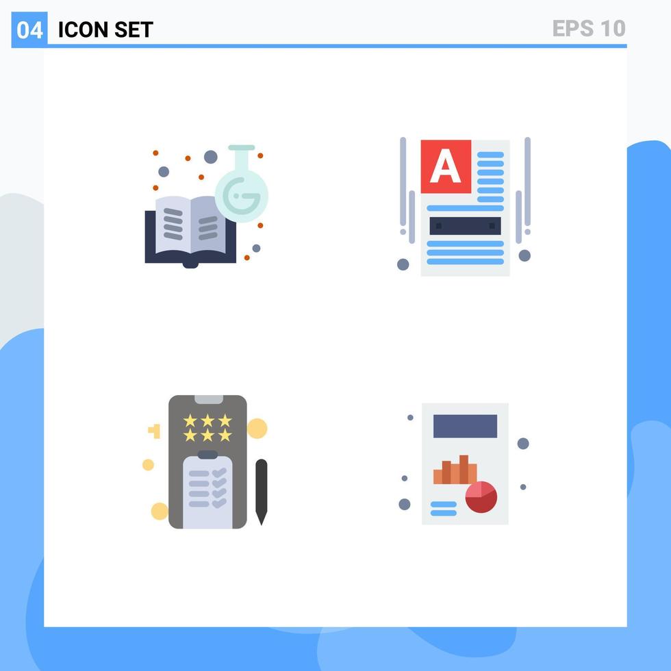 groupe de 4 icônes plates modernes définies pour les connaissances chimiques pencle apprentissage chimie web téléphone éléments de conception vectoriels modifiables vecteur