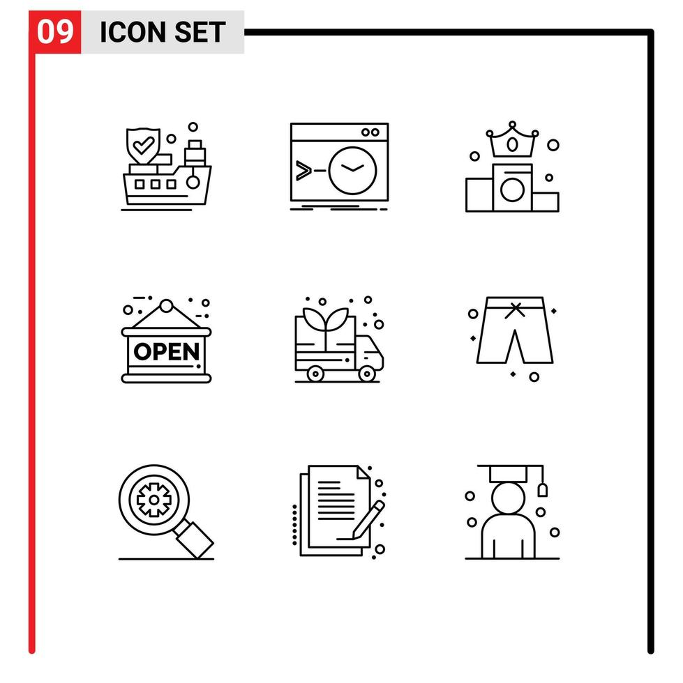 9 signes de contour universels symboles d'éléments de conception vectoriels modifiables de van energy business shop board vecteur