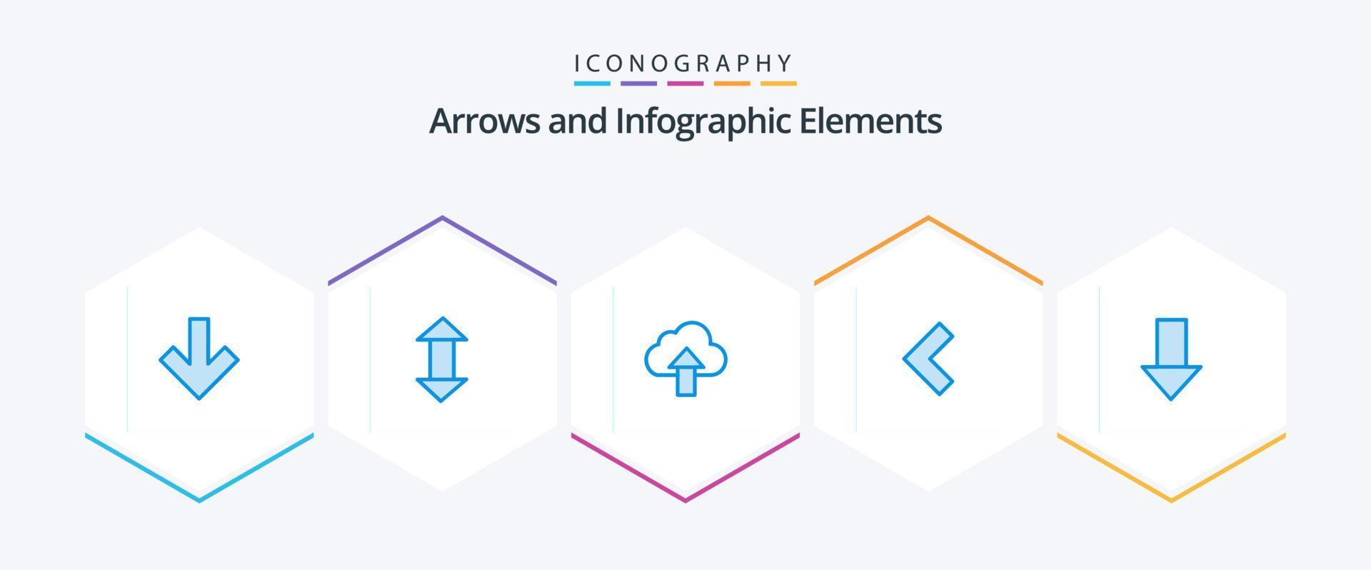 flèche 25 pack d'icônes bleues comprenant la direction. bas. télécharger. flèche. dos vecteur