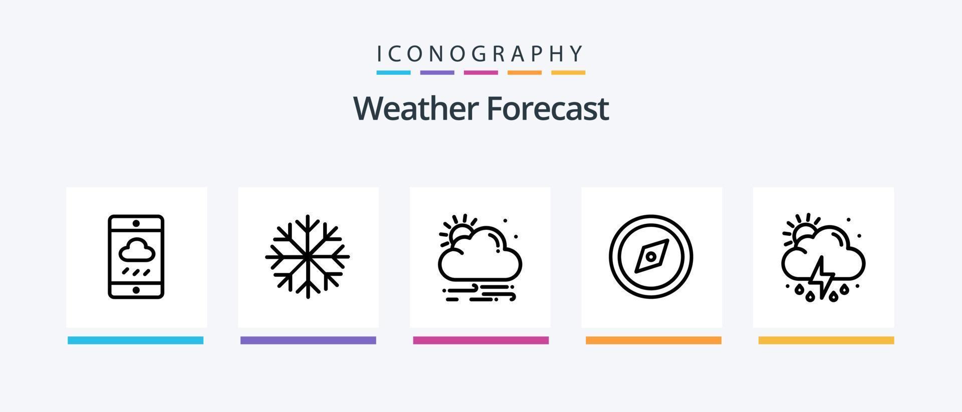 pack d'icônes météo ligne 5 comprenant. nuit. temps. nuage. temps. conception d'icônes créatives vecteur