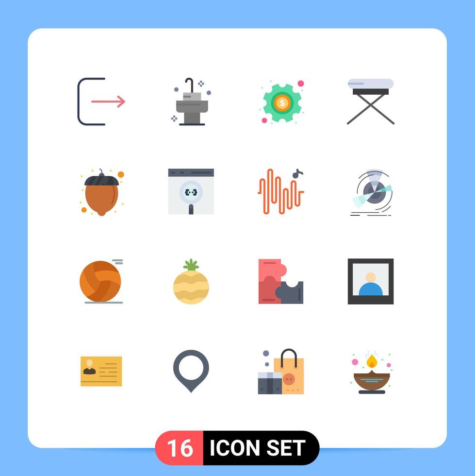 interface mobile couleur plate ensemble de 16 pictogrammes d'options de noisette d'application pack intérieur modifiable d'éléments de conception de vecteur créatif