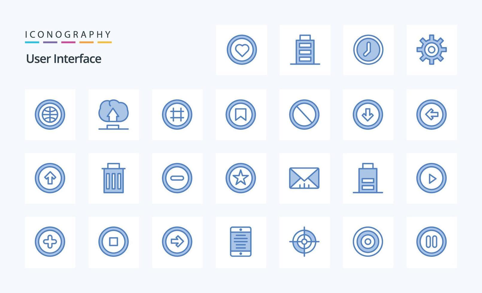 pack d'icônes bleues de 25 interfaces utilisateur vecteur