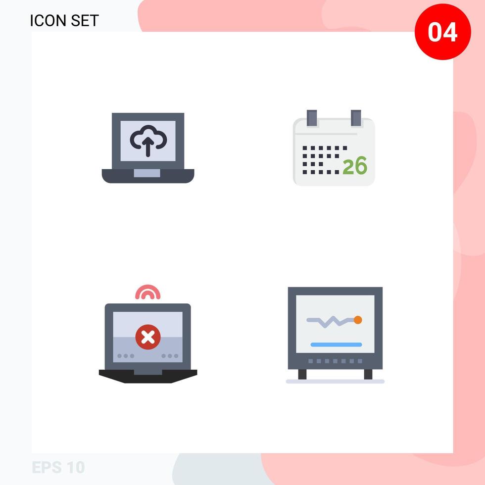 4 interface utilisateur pack d'icônes plates de signes et symboles modernes d'ordinateur portable cross indien jan cardiologie éléments de conception vectoriels modifiables vecteur