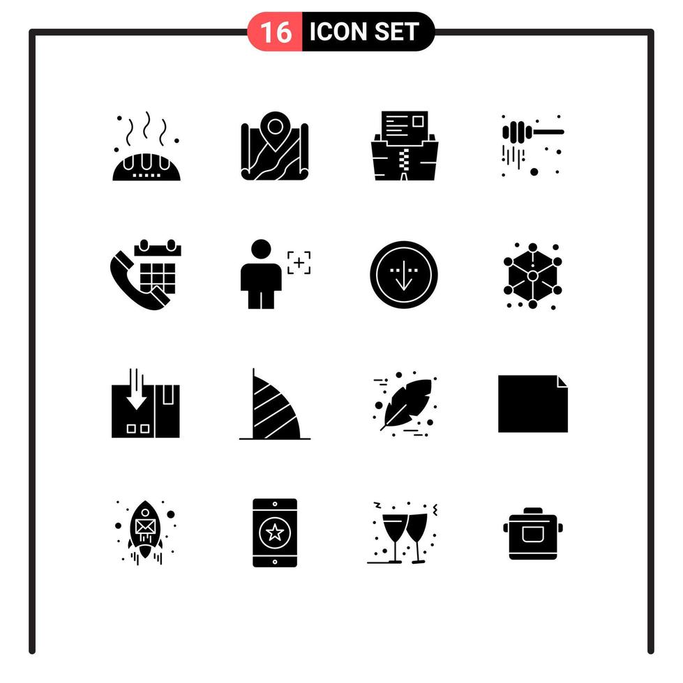 16 concept de glyphe solide pour les sites Web mobiles et les applications nectar miel destination louche fichier éléments de conception vectoriels modifiables vecteur