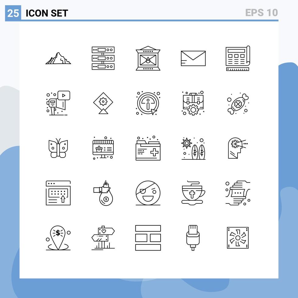 symboles d'icônes universelles groupe de 25 lignes modernes d'éléments de conception vectoriels modifiables de lanterne de courrier électronique de plan vecteur