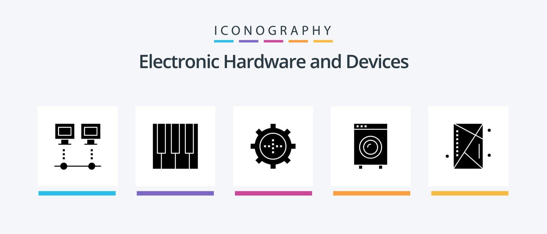 pack d'icônes glyphe 5 appareils comprenant l'équipement. électrique. piano. dispositifs. ensemble. conception d'icônes créatives vecteur