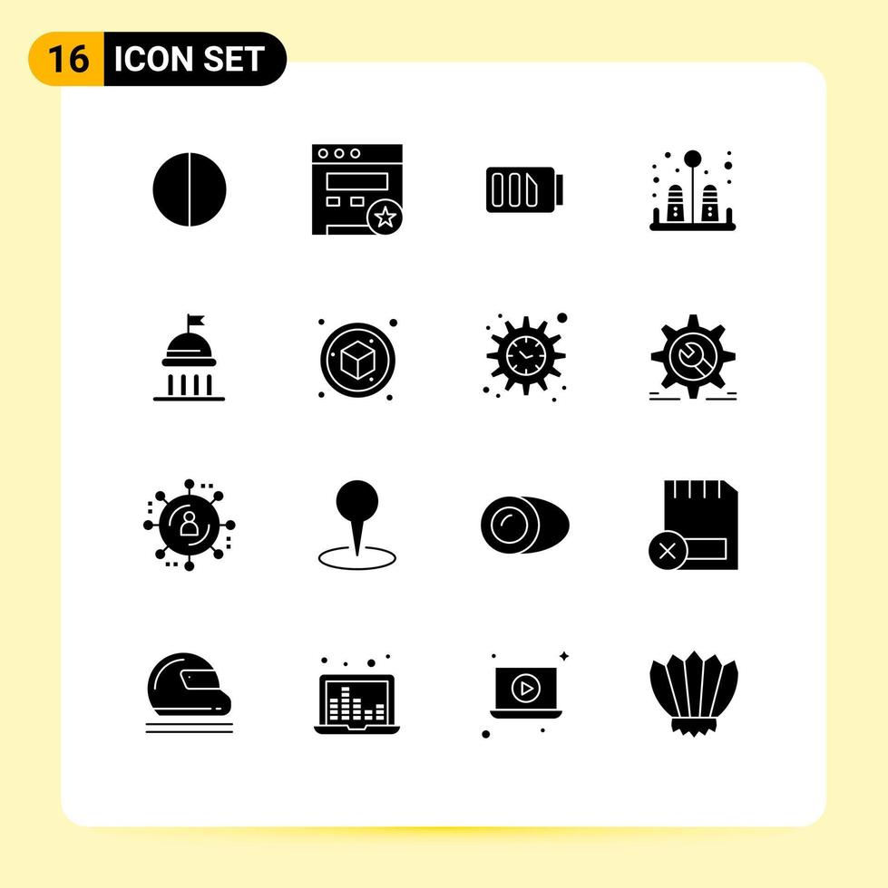 ensemble de 16 symboles d'icônes d'interface utilisateur modernes signes pour la politique de boîte électricité cuisine politique éléments de conception vectoriels modifiables vecteur